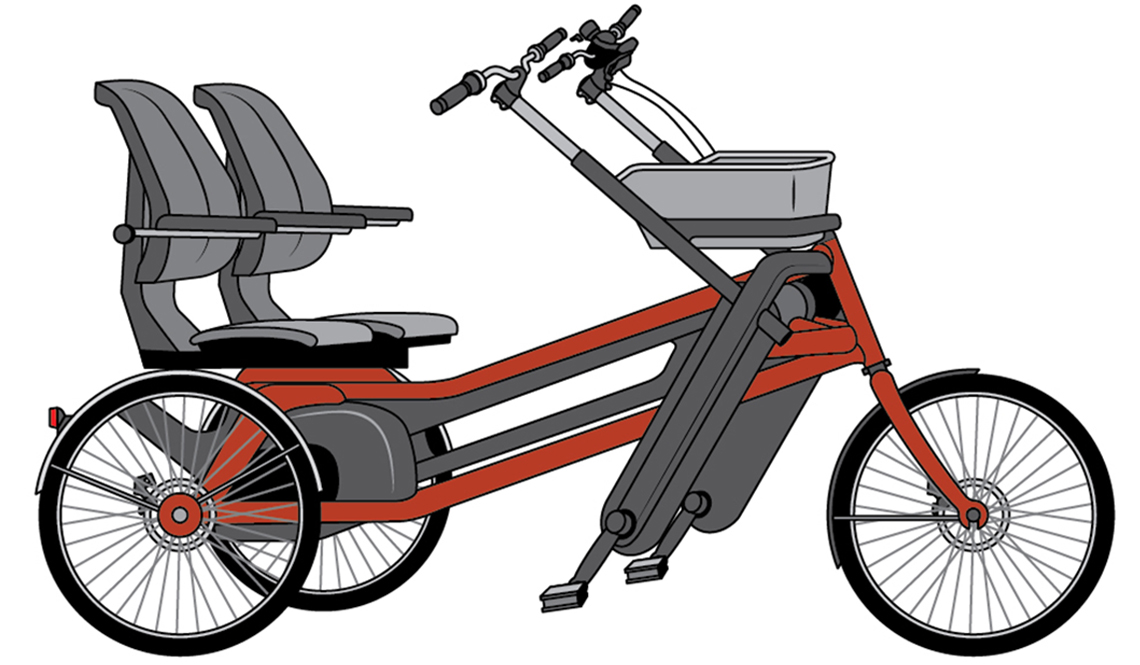 Illustration of a side-by-side tandem bicycle